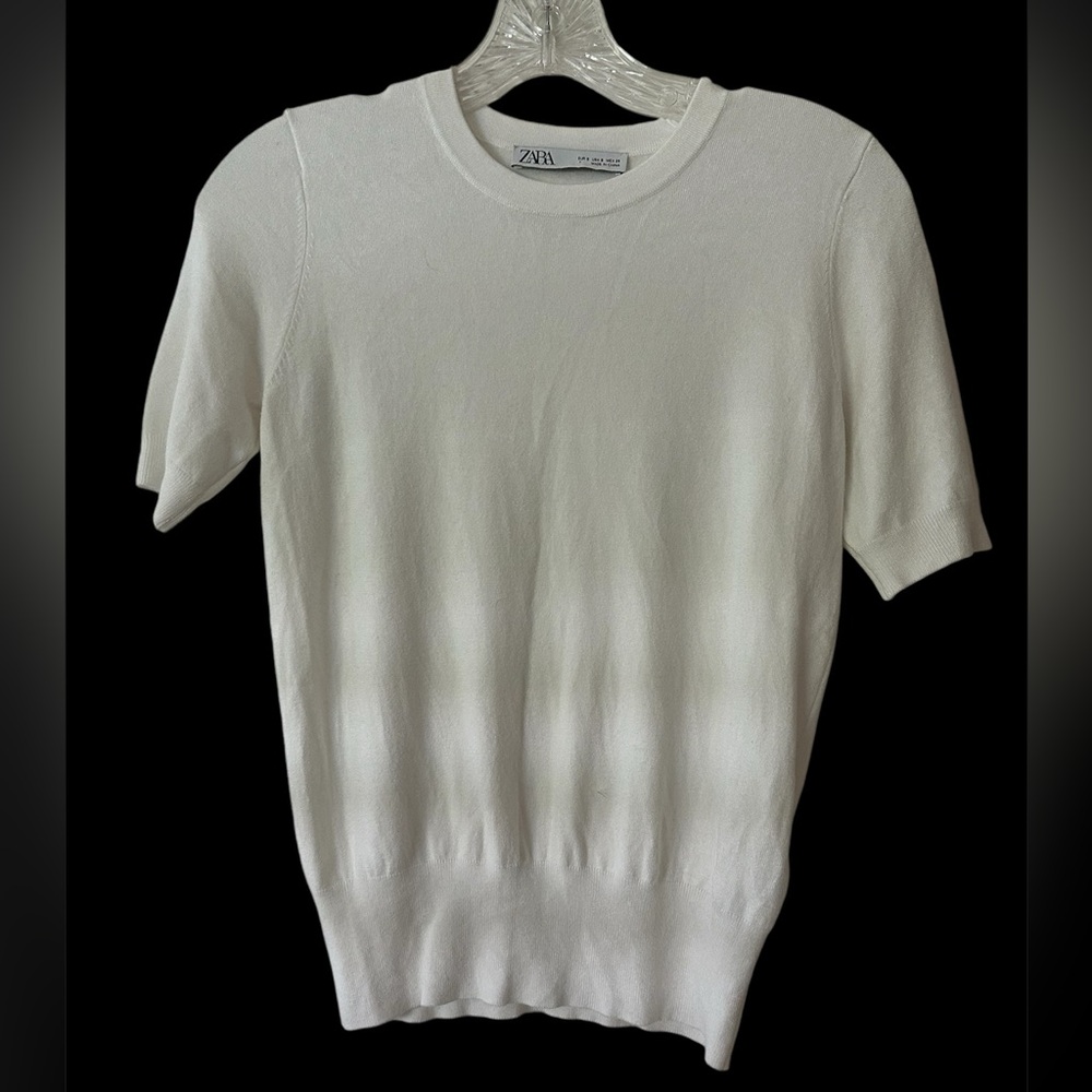 White Zara Short Sleeve Sweater
